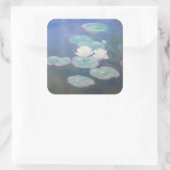 Claude Monet - Wasserlilien, Abend-Effekt Quadratischer Aufkleber (Tasche)