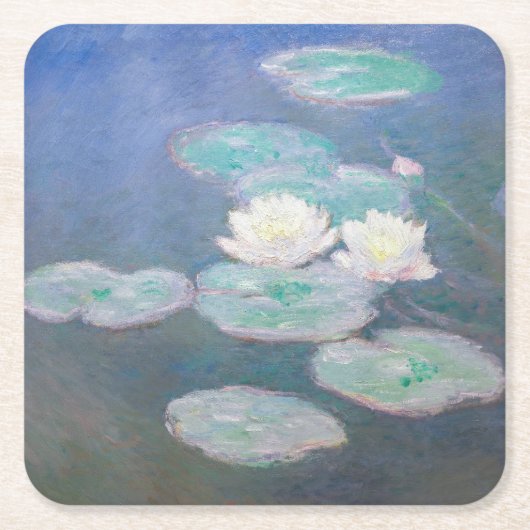 Claude Monet - Wasserlilien, Abend-Effekt Rechteckiger Pappuntersetzer (Vorderseite)