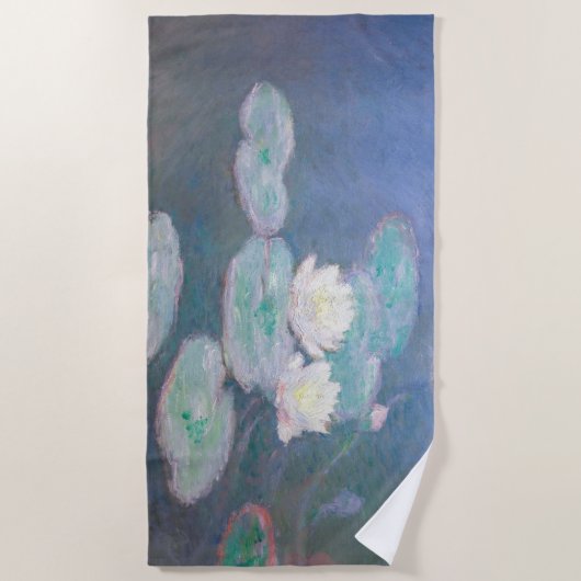 Claude Monet - Wasserlilien, Abend-Effekt Strandtuch (Vorderseite)