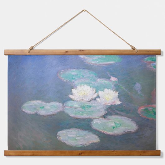 Claude Monet - Wasserlilien, Abend-Effekt Wandteppich Mit Holzrahmen (Vorne)