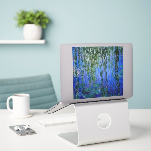 Claude Monet - Wasserlilien mit weinender Weide Aufkleber (Laptop auf Schreibtisch)