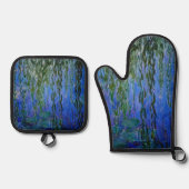 Claude Monet - Wasserlilien mit weinender Weide Ofenhandschuh & Topflappen-Set (Vorderseite)