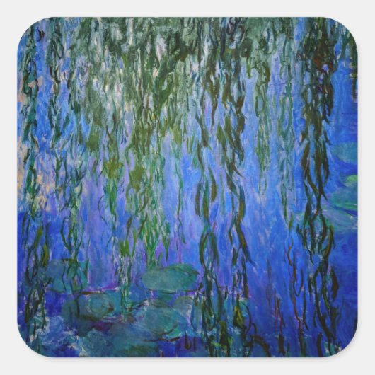 Claude Monet - Wasserlilien mit weinender Weide Quadratischer Aufkleber (Vorderseite)