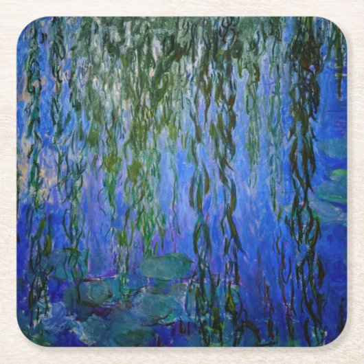 Claude Monet - Wasserlilien mit weinender Weide Rechteckiger Pappuntersetzer (Vorderseite)