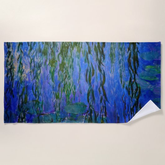 Claude Monet - Wasserlilien mit weinender Weide Strandtuch (Vorderseite)