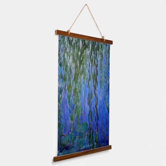 Claude Monet - Wasserlilien mit weinender Weide Wandteppich Mit Holzrahmen (Gewinkelt)