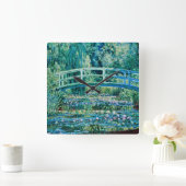 Claude Monet - Wasserlilien und japanische Brücke Quadratische Wanduhr (Zuhause)