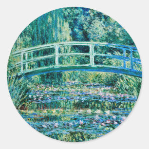 Claude Monet - Wasserlilien und japanische Brücke Runder Aufkleber