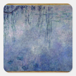 Claude Monet Wasserlilien: verlassen weinende Wi Quadratischer Aufkleber