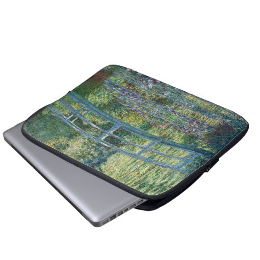 Claude Monet - Wasserliliensee, grüne Harmonie Laptopschutzhülle (Vorne Knopf)