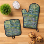 Claude Monet - Wasserliliensee, grüne Harmonie Ofenhandschuh & Topflappen-Set (Oben Unten)