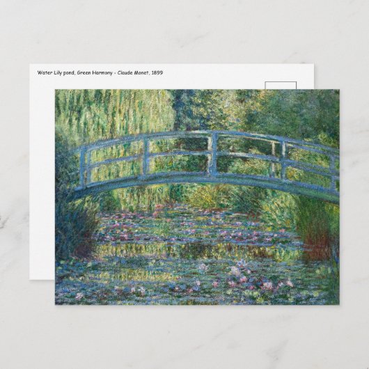 Claude Monet - Wasserliliensee, grüne Harmonie Postkarte (Vorne/Hinten)