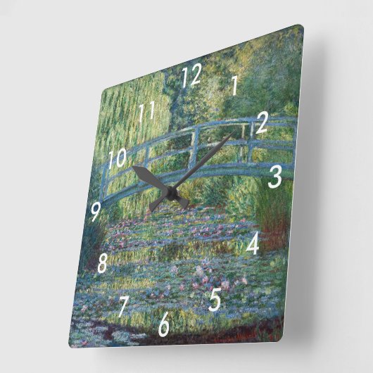 Claude Monet - Wasserliliensee, grüne Harmonie Quadratische Wanduhr (Winkel)