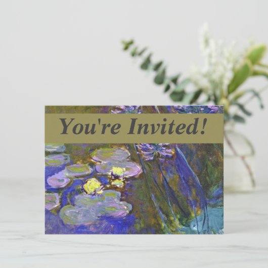 Claude Monet Water Lilies Agapanthus Einladung (Stehend Vorderseite)