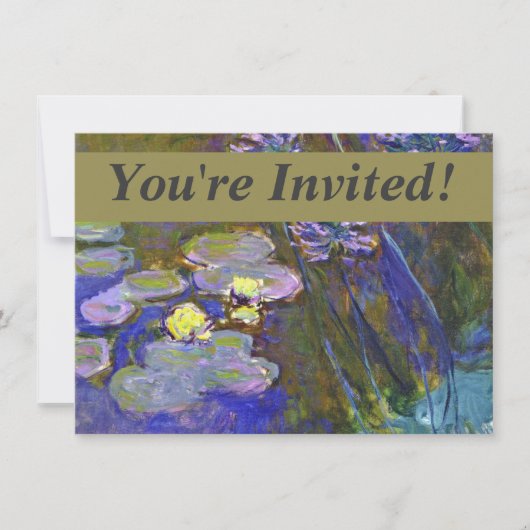 Claude Monet Water Lilies Agapanthus Einladung (Vorderseite)