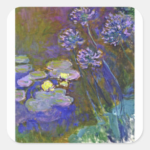 Claude Monet Water Lilies Agapanthus Quadratischer Aufkleber