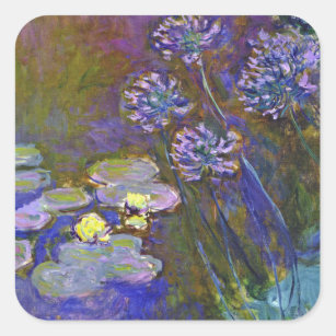 Claude Monet Water Lilies Agapanthus Quadratischer Aufkleber