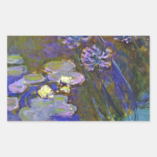 Claude Monet Water Lilies Agapanthus Rechteckiger Aufkleber