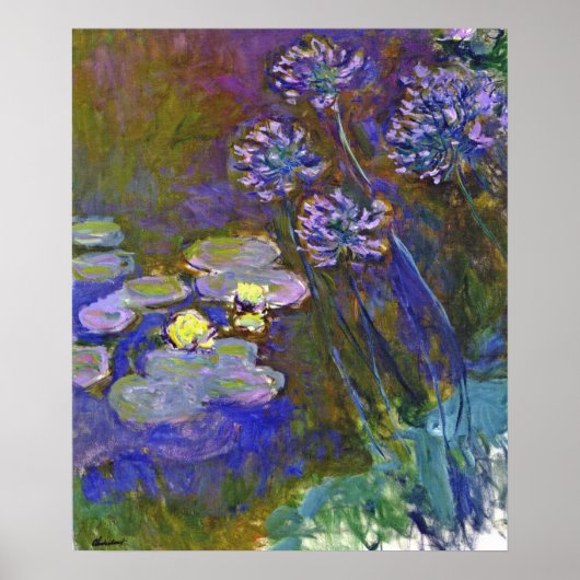 Claude Monet Water Lilies and Agapanthus Poster (Vorne)