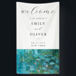 Claude Monet Water Lilies Begrüßung Banner<br><div class="desc">Elegantes modernes Begrüßungsbanner mit Claude Monet Water Lilies Malerei.</div>