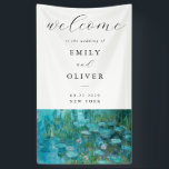 Claude Monet Water Lilies Begrüßung Banner<br><div class="desc">Elegantes modernes Begrüßungsbanner mit Claude Monet Water Lilies Malerei.</div>