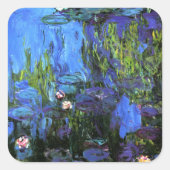 Claude Monet: Water-Lilies, blaues Indigo Quadratischer Aufkleber (Vorderseite)