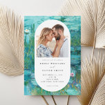 Claude Monet Water Lilies Foto Wedding Einladung<br><div class="desc">Elegante,  moderne Hochzeitseinladung mit Claude Monet Water Lilies Gemälde und Ihrem Foto.</div>