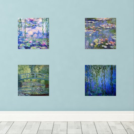 Claude Monet Water Lilies Masterstückauswahl Bilderwand Sets (Holzboden)