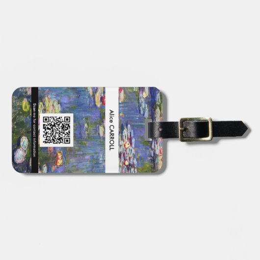 Claude Monet - Water Lilies / Nympheas - QR-Code Gepäckanhänger (Vorderseite horizontal)