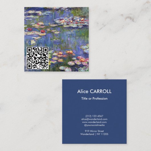 Claude Monet - Water Lilies / Nympheas - QR-Code Quadratische Visitenkarte (Vorne/Hinten)