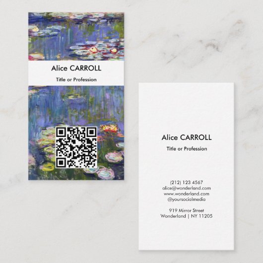Claude Monet - Water Lilies / Nympheas - QR-Code Visitenkarte (Vorne/Hinten)
