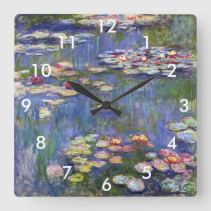Claude Monet - Water Lilies / Nympheas Quadratische Wanduhr