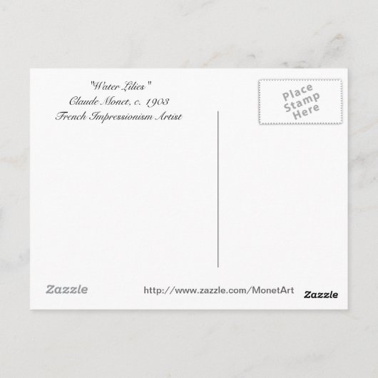 Claude Monet Water Lilies Postkarte (Rückseite)