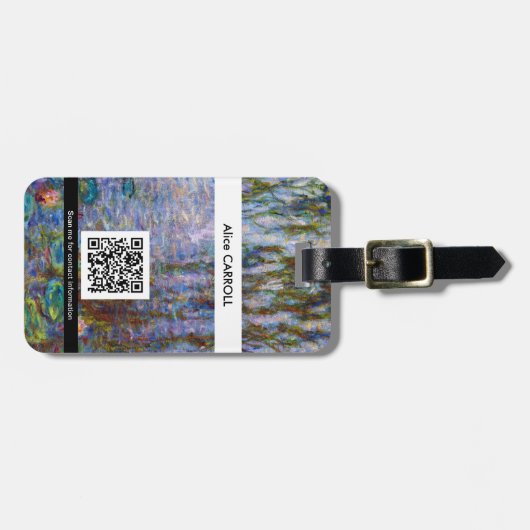 Claude Monet - Water Lilies - QR-Code Gepäckanhänger (Vorderseite horizontal)