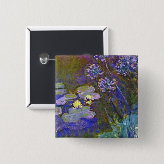 Claude Monet Water Lilies und Agapanthus Button (Vorne & Hinten)