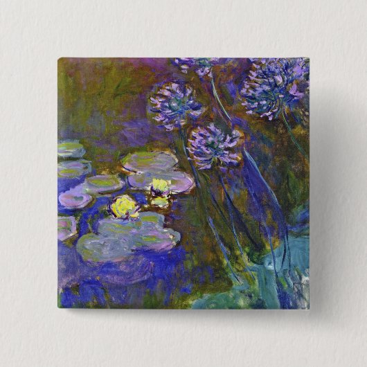 Claude Monet Water Lilies und Agapanthus Button (Vorderseite)