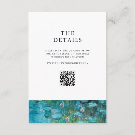 Claude Monet Water Lilies Wedding Begleitkarte (Vorderseite)