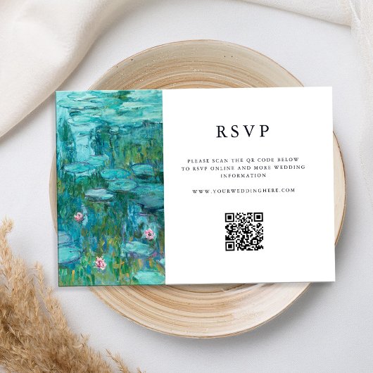 Claude Monet Water Lilies Wedding RSVP Karte