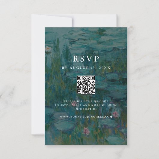 Claude Monet Water Lilies Wedding RSVP Karte (Vorderseite)