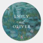 Claude Monet Water Lilies Wedding Runder Aufkleber (Vorderseite)