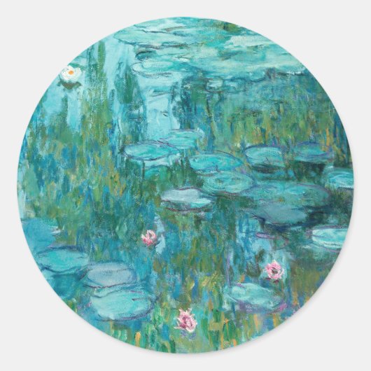 Claude Monet Water Lilies Wedding Runder Aufkleber (Vorderseite)