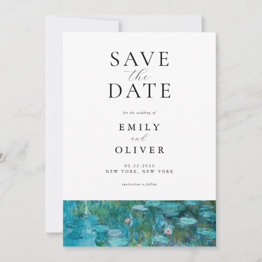Claude Monet Water Lilies Wedding Save The Date (Vorderseite)