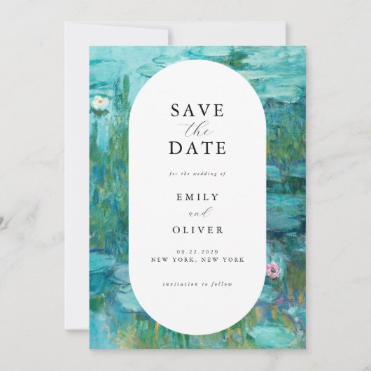 Claude Monet Water Lilies Wedding Save The Date (Vorderseite)