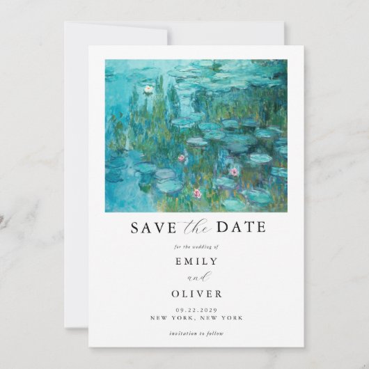 Claude Monet Water Lilies Wedding Save The Date (Vorderseite)