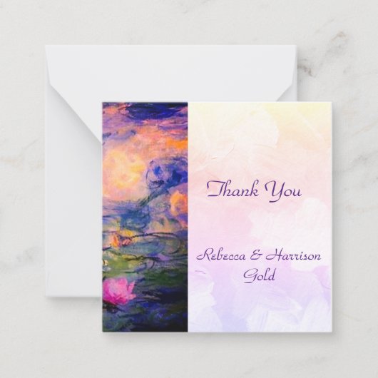 Claude Monet Water lilies Wedding Thank You Card Mitteilungskarte (Vorderseite)