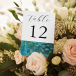 Claude Monet Water Lilies Wedding Tischnummer<br><div class="desc">Hochzeitliche Tischnummern mit Claude Monet Water Lilies Malerei Hintergrund.</div>