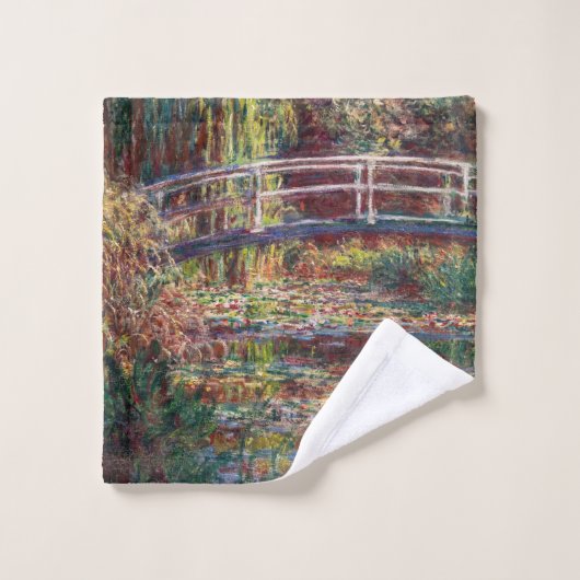 Claude Monet - Water Lily Pond, Pink Harmony Badhandtuch Set (Waschlappen)