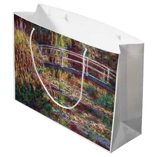 Claude Monet - Water Lily Pond, Pink Harmony Große Geschenktüte (Rückseite Schrägansicht)