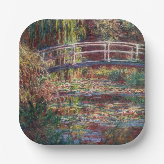 Claude Monet - Water Lily Pond, Pink Harmony Pappteller (Vorderseite)