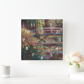 Claude Monet - Water Lily Pond, Pink Harmony Quadratische Wanduhr (Zuhause)